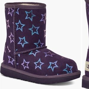 UGG Kids Boots with Star Pattern - Black and Silver toddler girl size 10